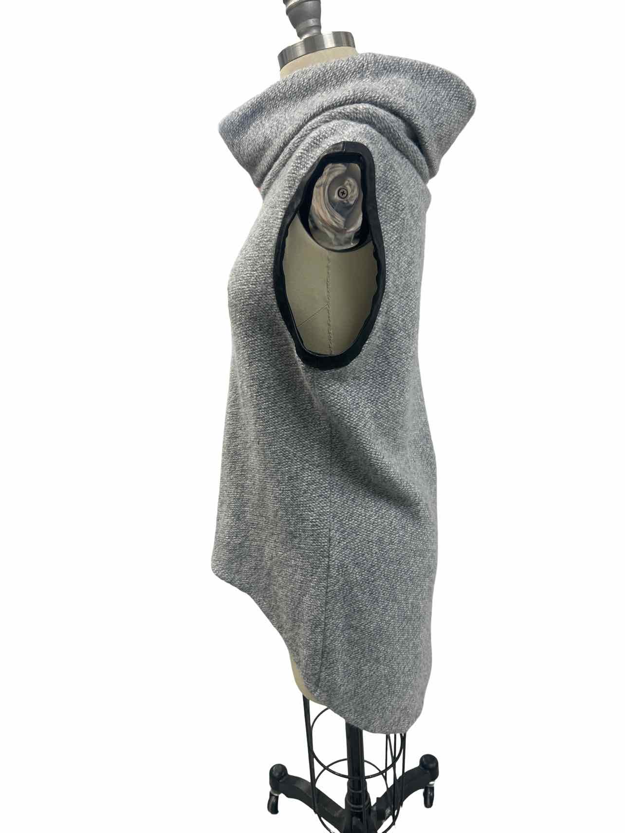 SHUI CHEN WOOL/CASHMERE LEATHER TRIM SLEEVELESS COWL NECK SIZE: L