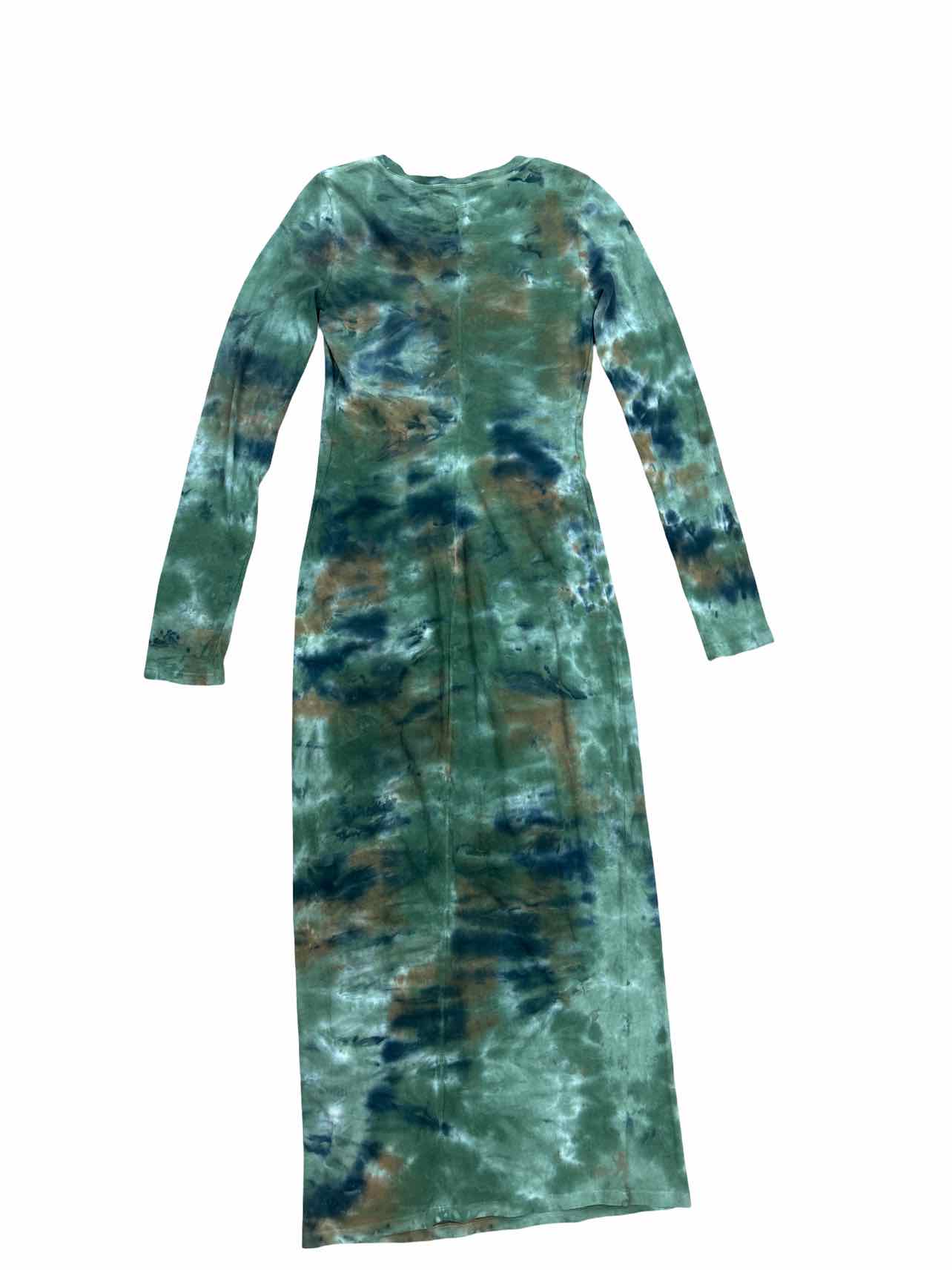 RAQUEL ALLEGRA FITTED LONG SLEEVE LAYERING DRESS IN ARMY CAMO TYE DYE SIZE: 0