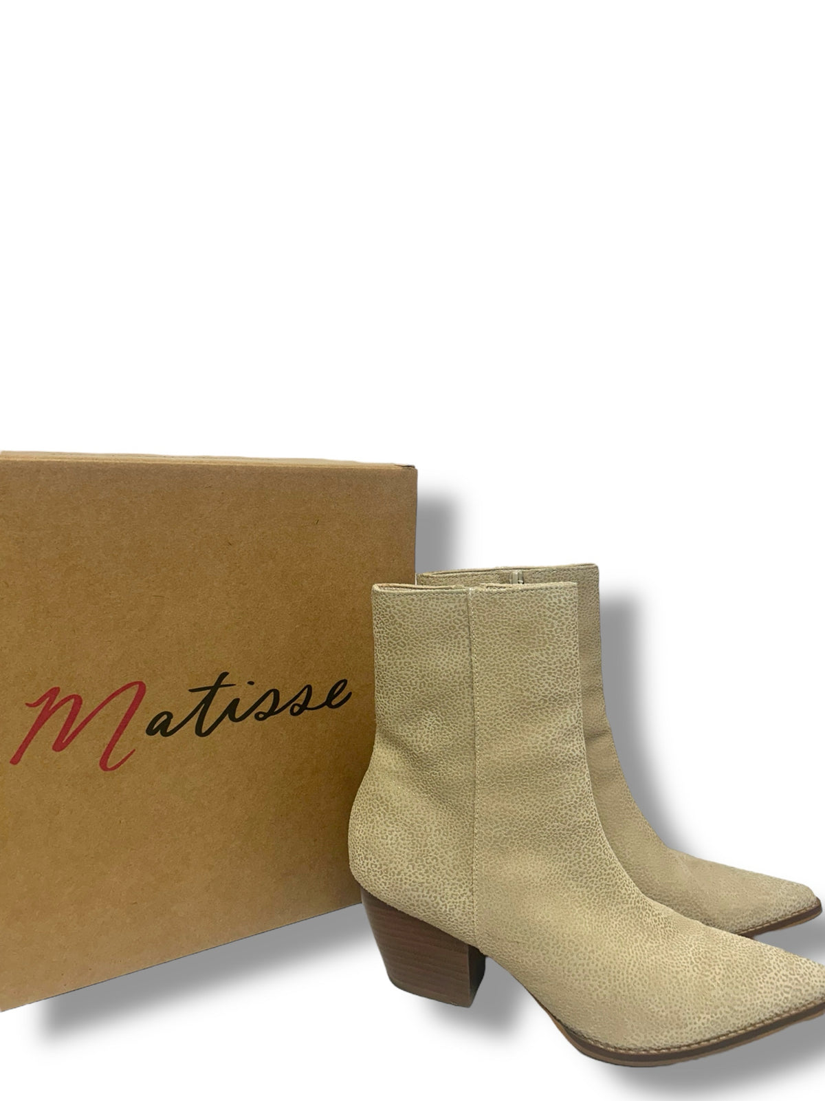 ANTHROPOLOGIE MATISSE CATY MINI LEOPARD LEATHER POINTED TOE BOOTIE SIZE 8.5