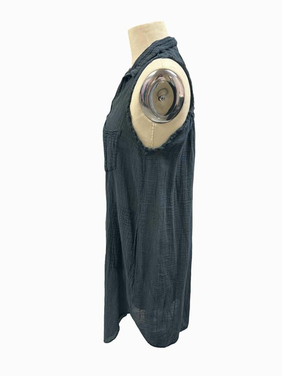 RAQUEL ALLEGRA GAUZY SPLIT NECK SLEEVELESS TUNIC SIZE: 1