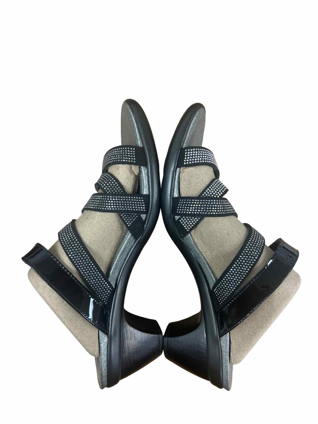 NAOT  NEW! RHINESTONE BLACK PATENT SLIP ON FORMAL DRESS SANDALS SIZE: 39