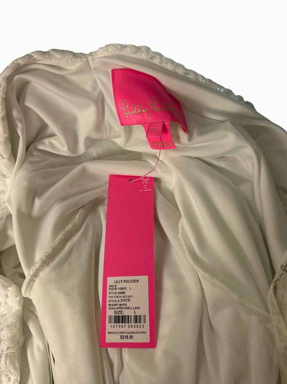 LILLY PULITZER NWT FAYE V-NECK LACE RUFFLESIZE: L