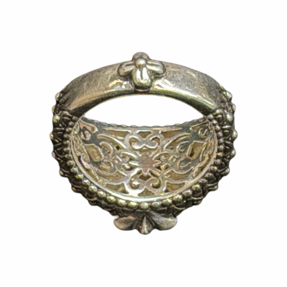 BARBARA BIXBY BLUE TOPAZ STERLING & YELLOW GOLD FLOWER RING SIZE 8