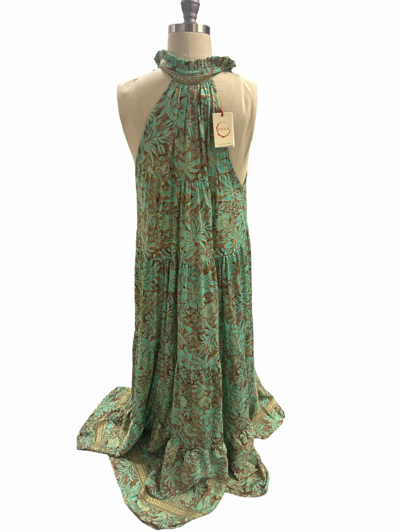ANTHROPOLOGIE NEW~ RAGA HALTER PRINT MAXI DRESS SIZE: L