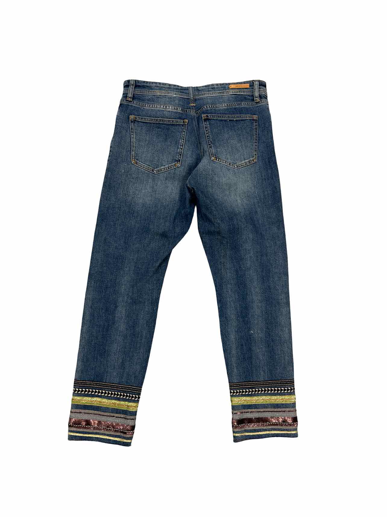 ANTHROPOLOGIE PILCRO & THE LETTERPRESS EMBELLISHED SLIM FIT DENIM SIZE: 28