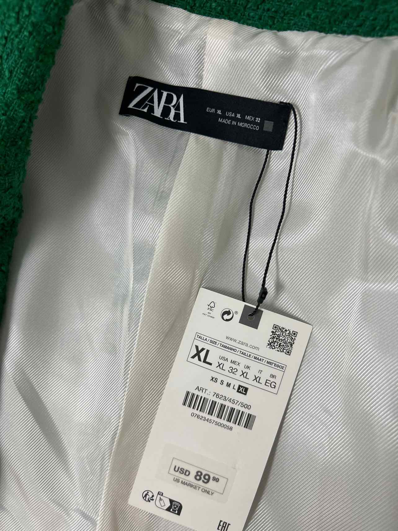 ZARA NWT TWEED CROP DOUBLE BREASTED BLAZER SIZE: XL
