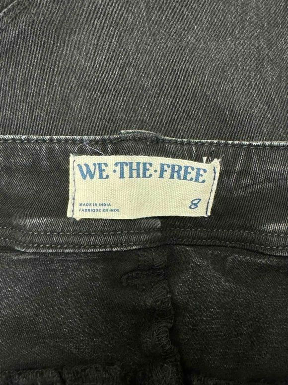 WE THE FREE COTTON BLEND PANELLED STRAIGHT LEG BLACK DENIM JEANS SIZE 8