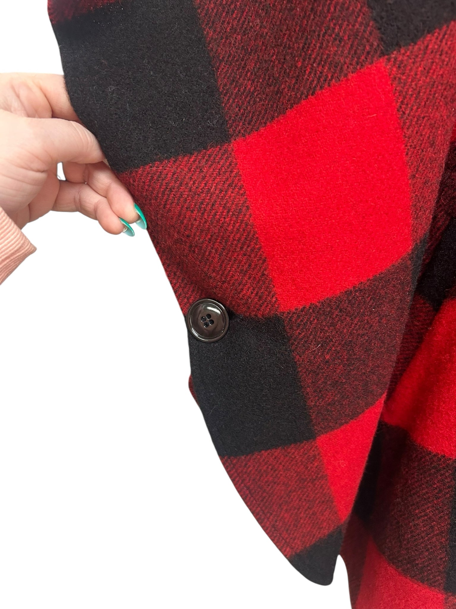 VINTAGE BEMIDJI WOOLEN MILLS BUFFALO PLAID ZIP UP PONCHO CAPE SIZE SMALL