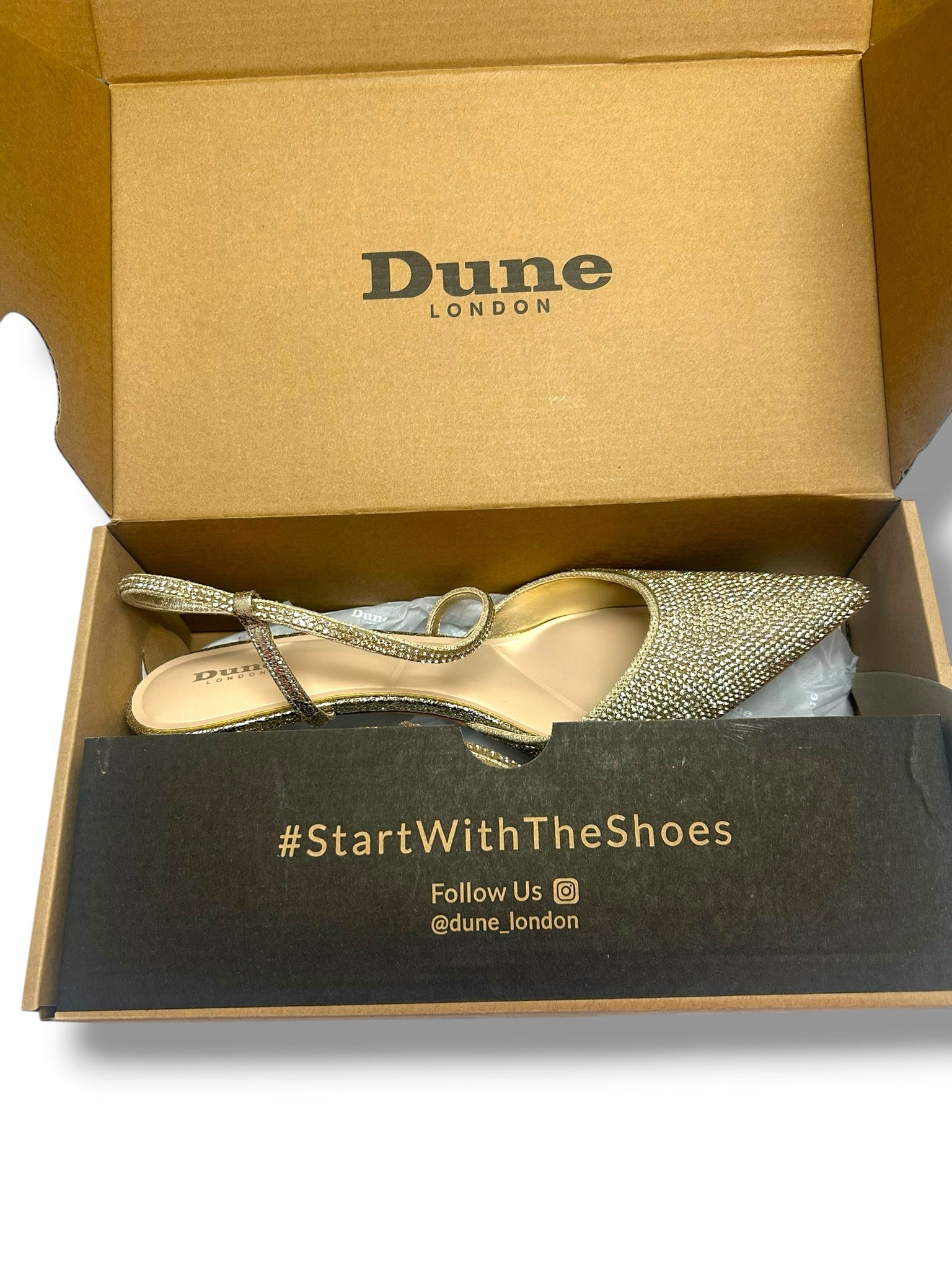 NEW IN BOX DUNE LONDON COMPETITIVE KITTEN HEEL GOLD PUMPS SIZE 11