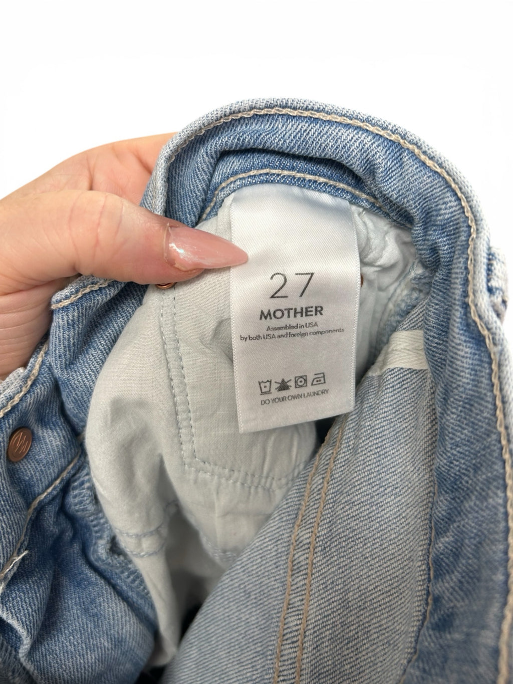 MOTHER HIGH WAISTED SPINNER ZIP HEEL NORWAY DUDE WASH JEANS SIZE 27