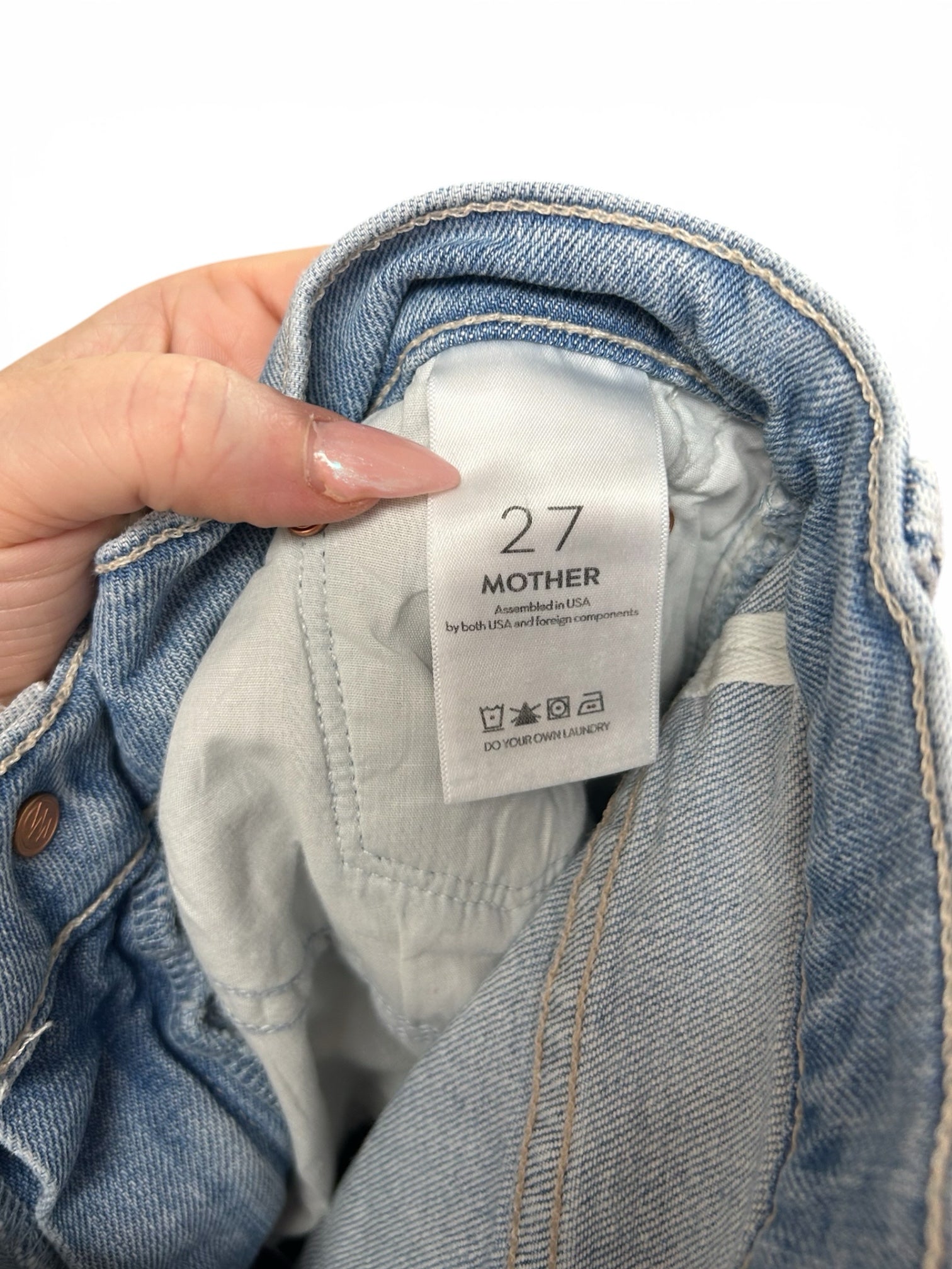 MOTHER HIGH WAISTED SPINNER ZIP HEEL NORWAY DUDE WASH JEANS SIZE 27