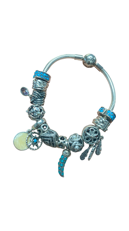 PANDORA FULLY LOADED 13 CHARM BRACELET 7.1" SNAKE CHAIN