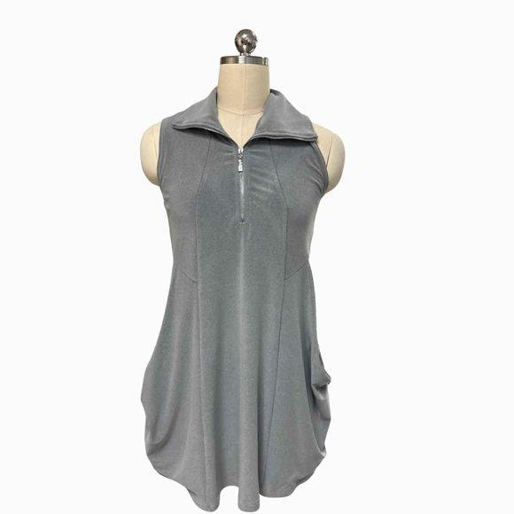 SYMPLI HALF ZIP POCKET DRAPED GRAY TUNIC SIZE 4