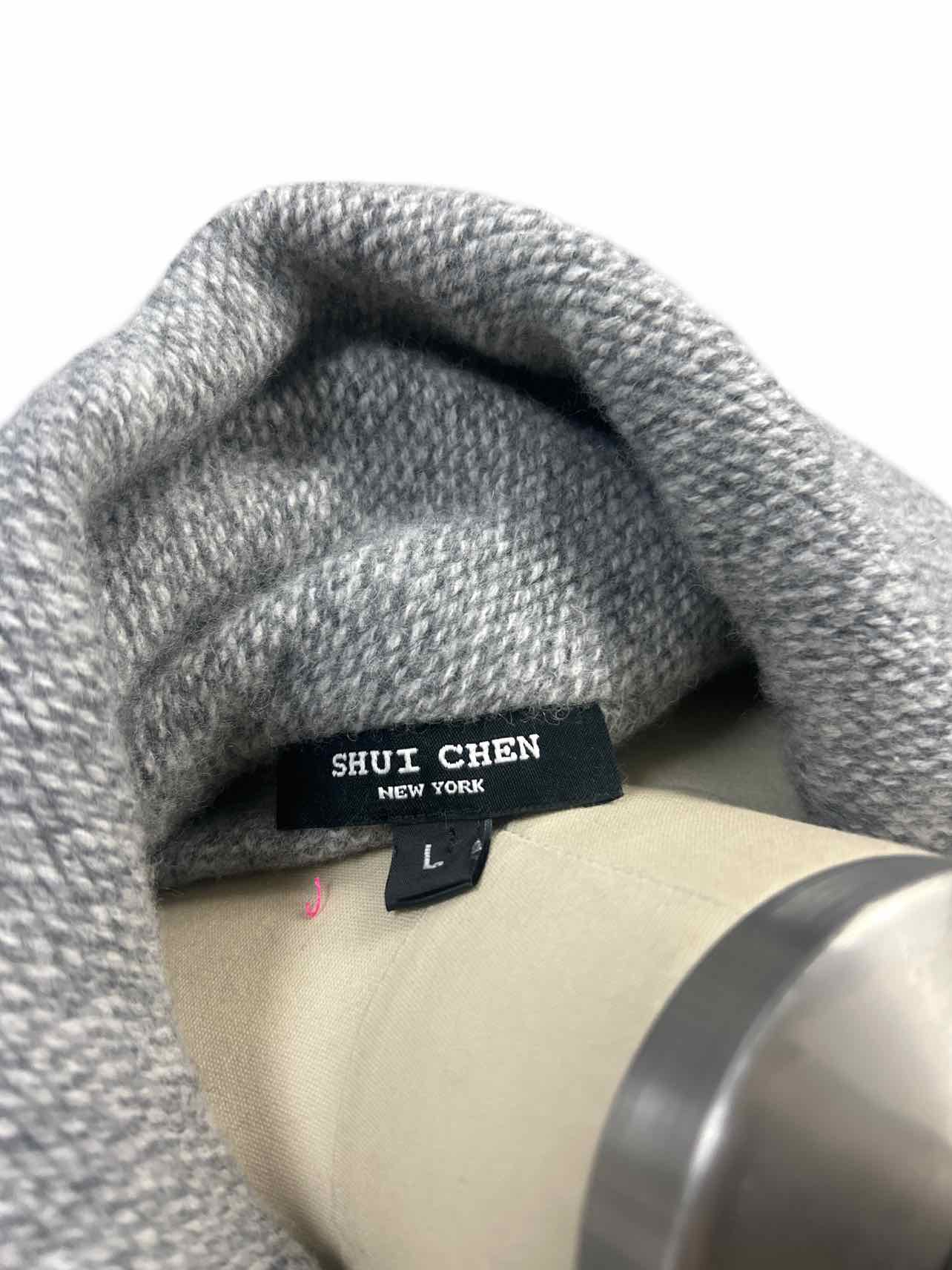 SHUI CHEN WOOL/CASHMERE LEATHER TRIM SLEEVELESS COWL NECK SIZE: L