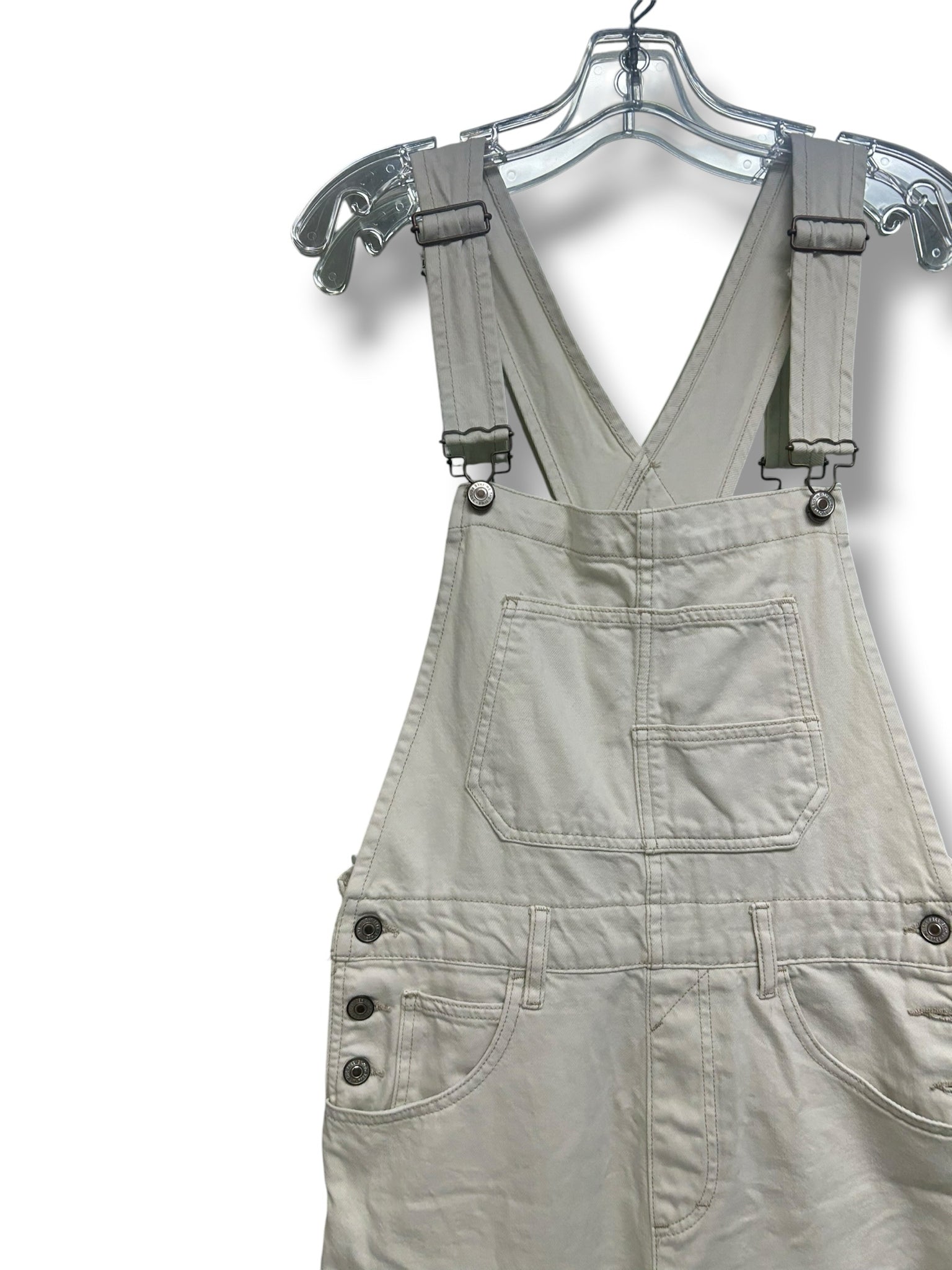 WE THE FREE ZIGGY DENIM OVERALLS IN OPTIC WHITE SIZE SMALL