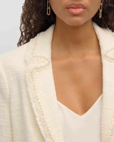 CINQ A SEPT KHLOE FAUX PEARL EMBELLISHED BOUNCE BLAZER SIZE 12