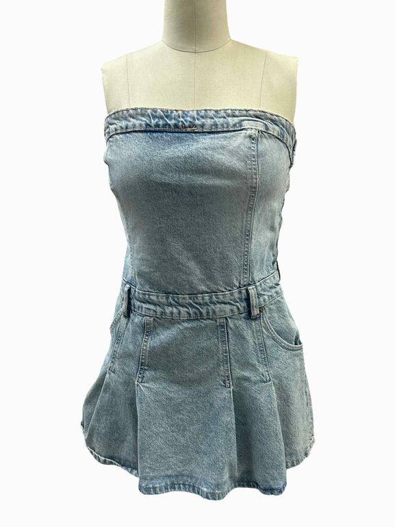 ZARA DENIM PLEAT MINI SKIRT SIZE: M
