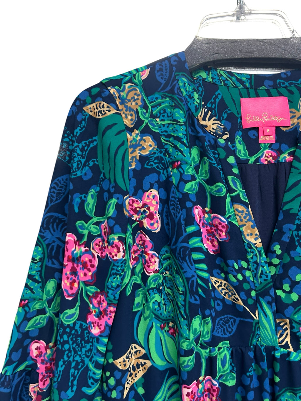 LILLY PULITZER GABRIEL BELL SLEEVE LOW TIDE LIFE OF THE PARTY DRESS SIZE 8