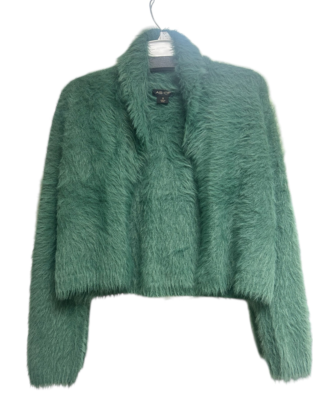AS BY DF GWEN FEATHER KNIT FUZZY CROP GREEN SIZE SMALL