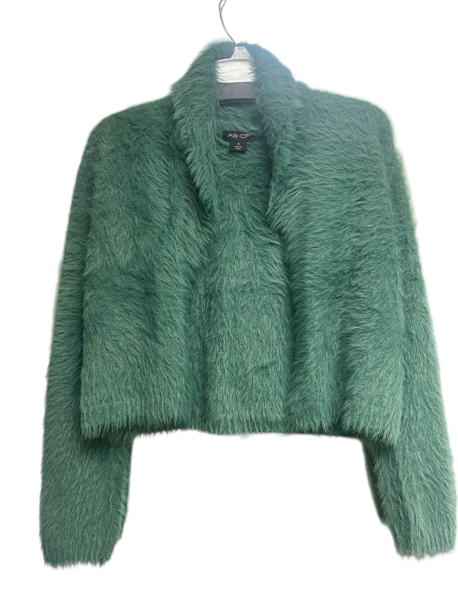 AS BY DF GWEN FEATHER KNIT FUZZY CROP GREEN SIZE SMALL