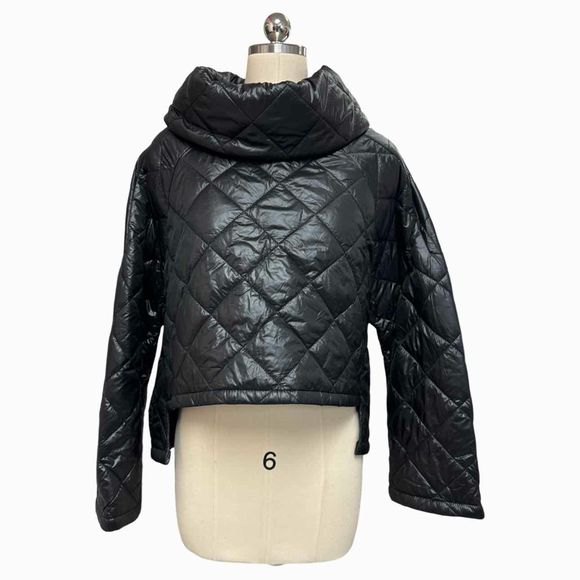 KEDEM SASSON AMMA DESIGN PUFFER QUILTED FUNNEL NECK BLACK TOPPER SIZE S