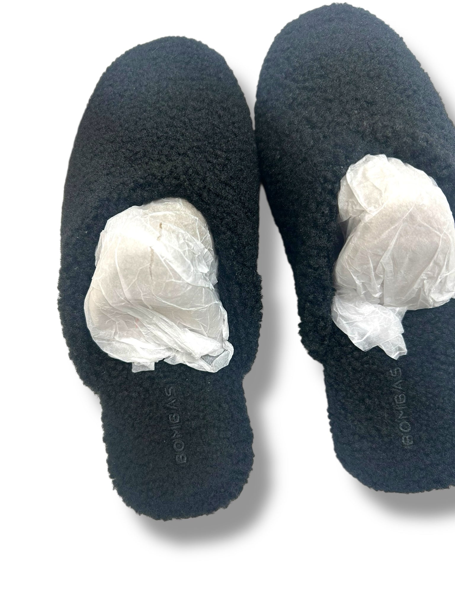 NWT BOMBAS THE SATURDAY FAUX FUR SLIPPER BLACK SIZE 10