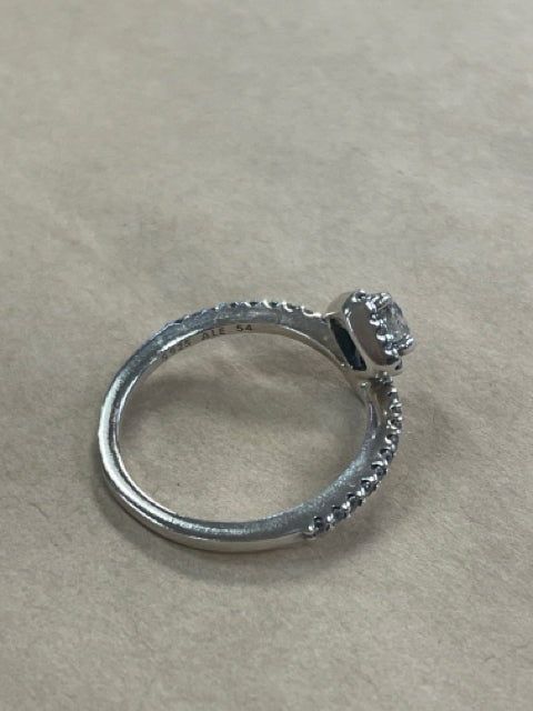 PANDORA GENUINE SQUARE SPARKLE WISHBONE RING 7.5