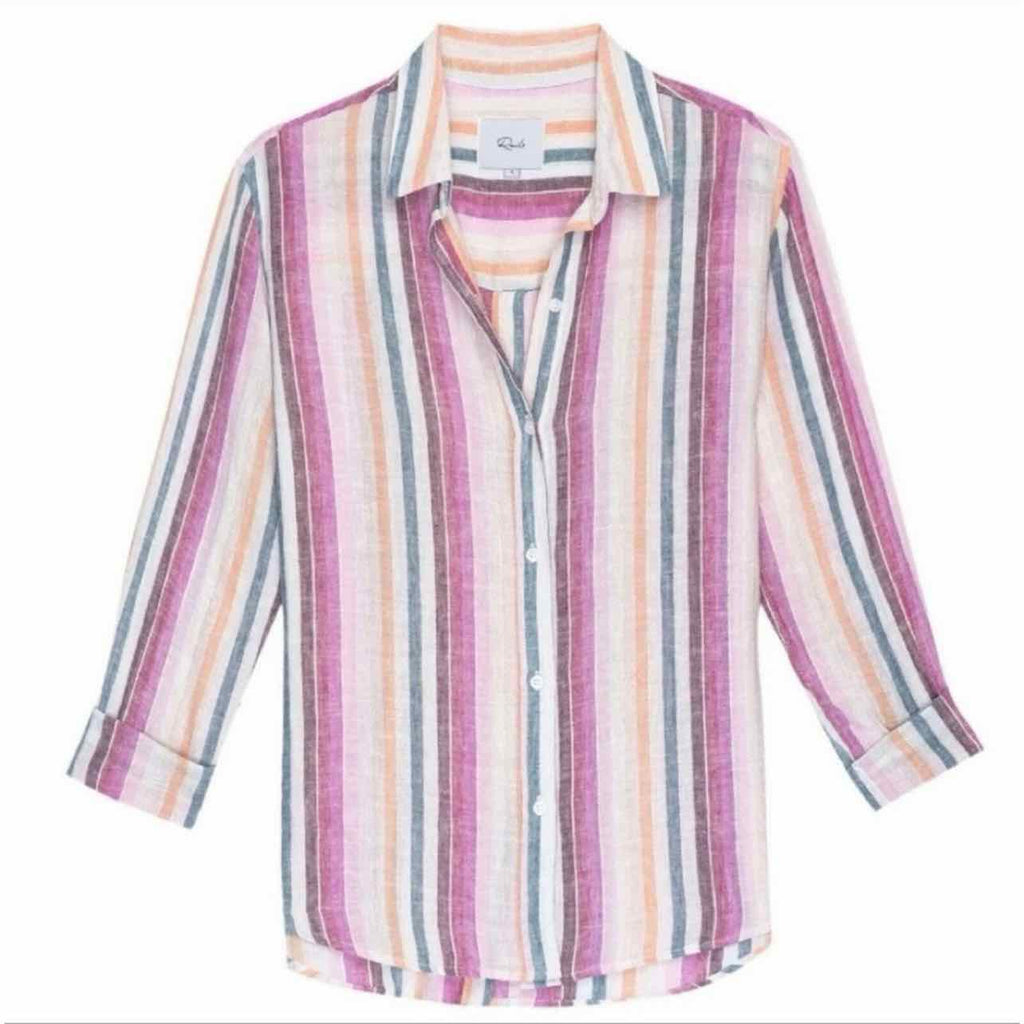 RAILS AVILA STRIPED GAUZY BOYFRIEND SHIRT SIZE: M