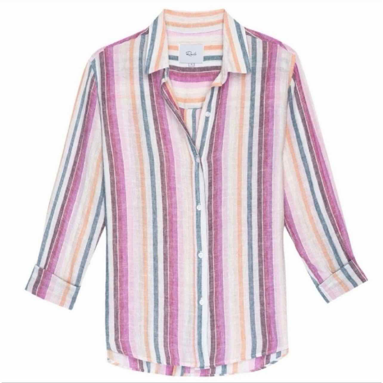 RAILS AVILA STRIPED GAUZY BOYFRIEND SHIRT SIZE: M