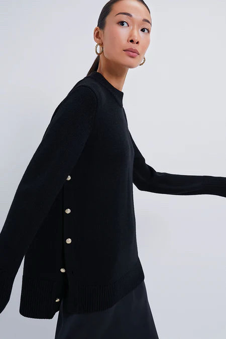 TUCKERNUCK  BEXLEY BLACK COTTON  SWEATER GOLD BUTTONS SIZE XXL