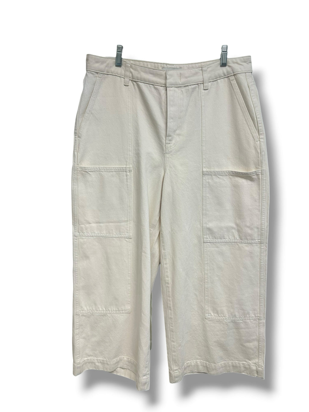 VINCE CROPPED HIGH RISE CARGO IVORY WIDE LEG JEANS SIZE 29