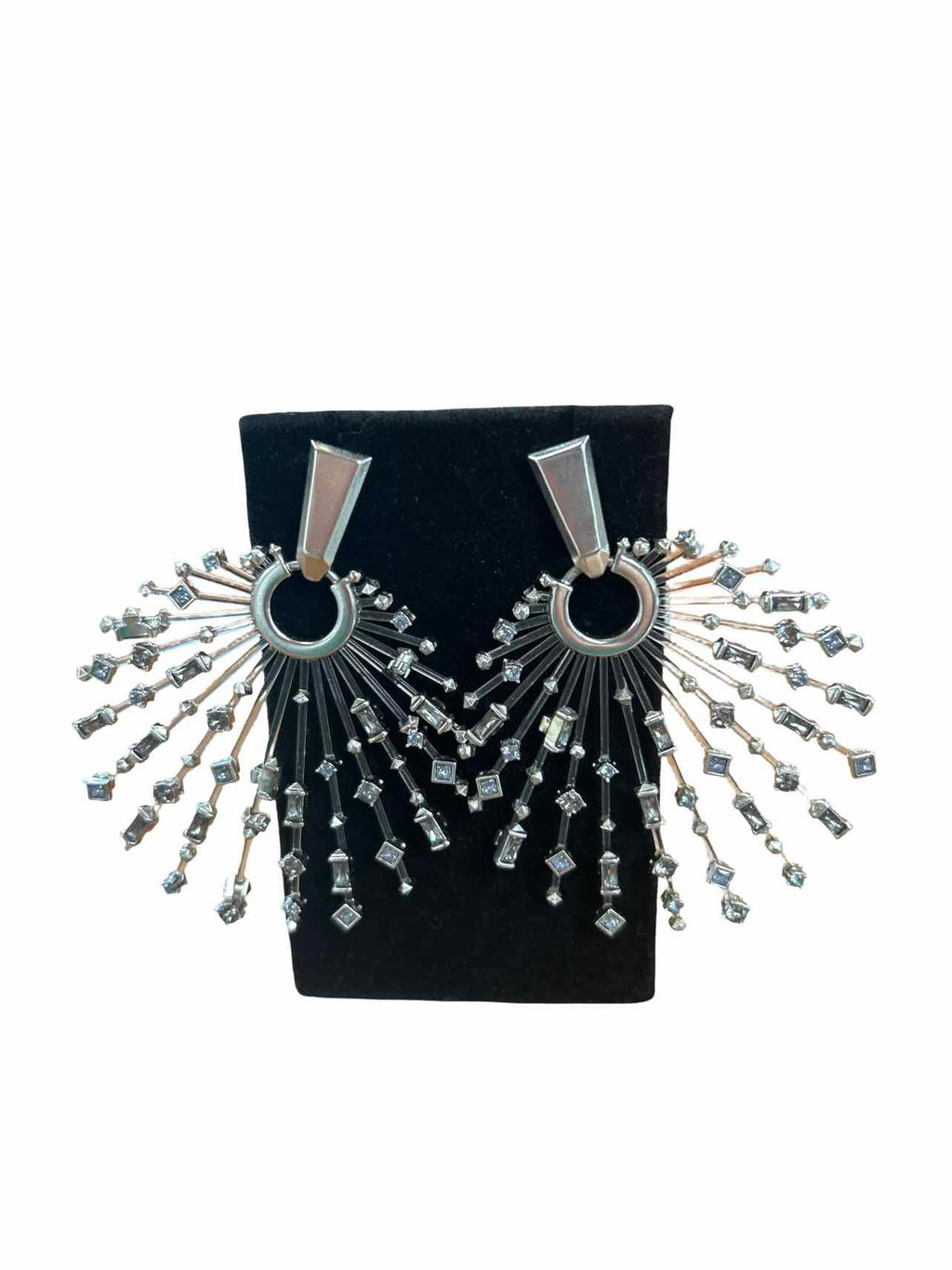 KENDRA SCOTT FABIA SUNBURST CRYSTAL RHODIUM STATEMENT EARRINGS