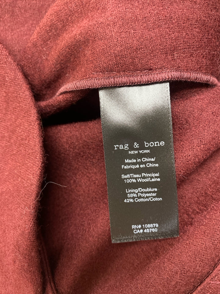 RAG & BONE SLADE JAPANESE WOOL BLAZER IN BLACK CHERRY SIZE 8