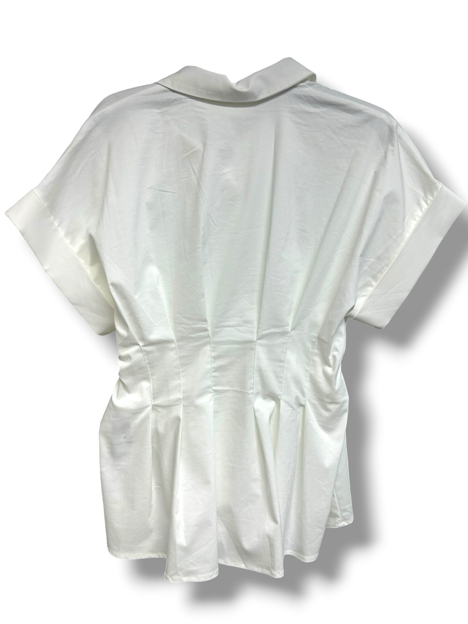 ANTHROPOLOGIE EXQUISE TOBIE PLEATED DOUBLE BUCKLE WHITE TOP SIZE XL