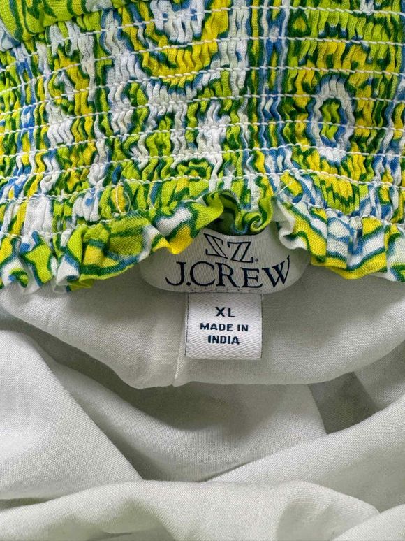 JCREW SZ Blockprints™ X J.Crew squareneck puff-sleeve mini dress in citrus paisley SIZE XL