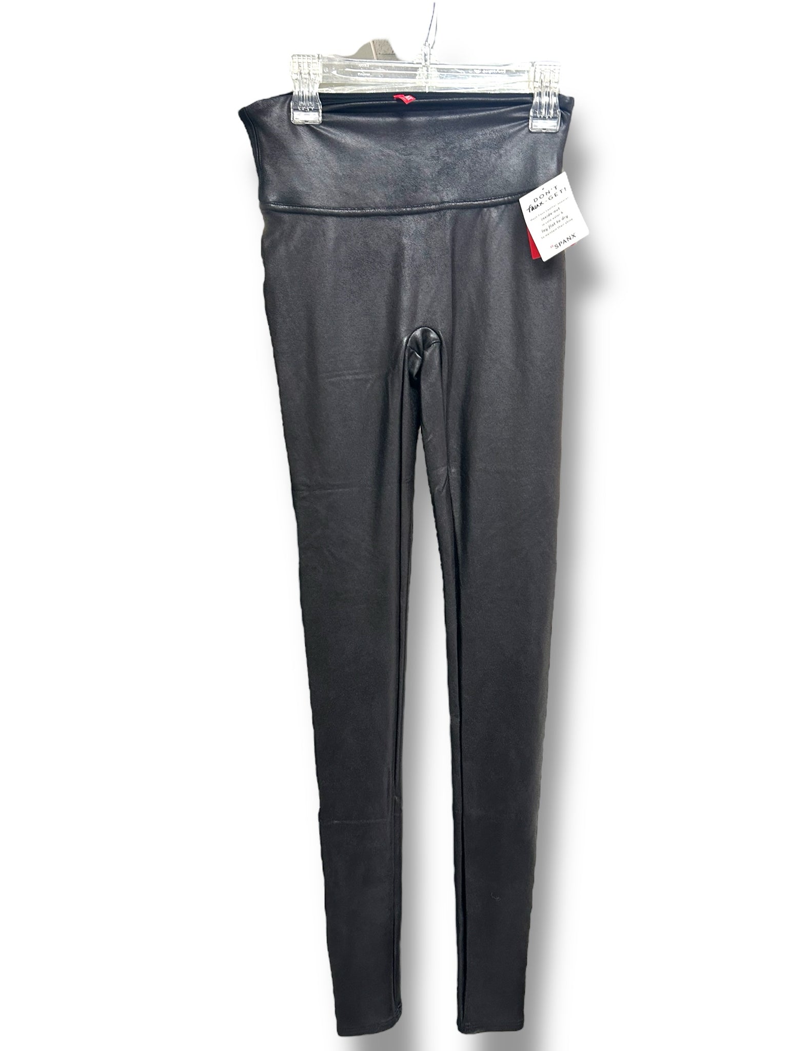NWT SPANX FAUX LEATHER LEGGINGS BLACK TALL FIT SIZE SMALL