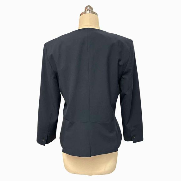 ANN TAYLOR NWT! THE PLEATED CREWNECK NAVY JACKET IN SEASONLESS STRETCH SIZE 10