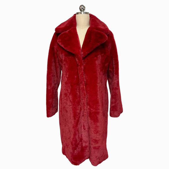 NVLT NWT! FAUX FUR JACKET IN HOLIDAY RED SIZE XS