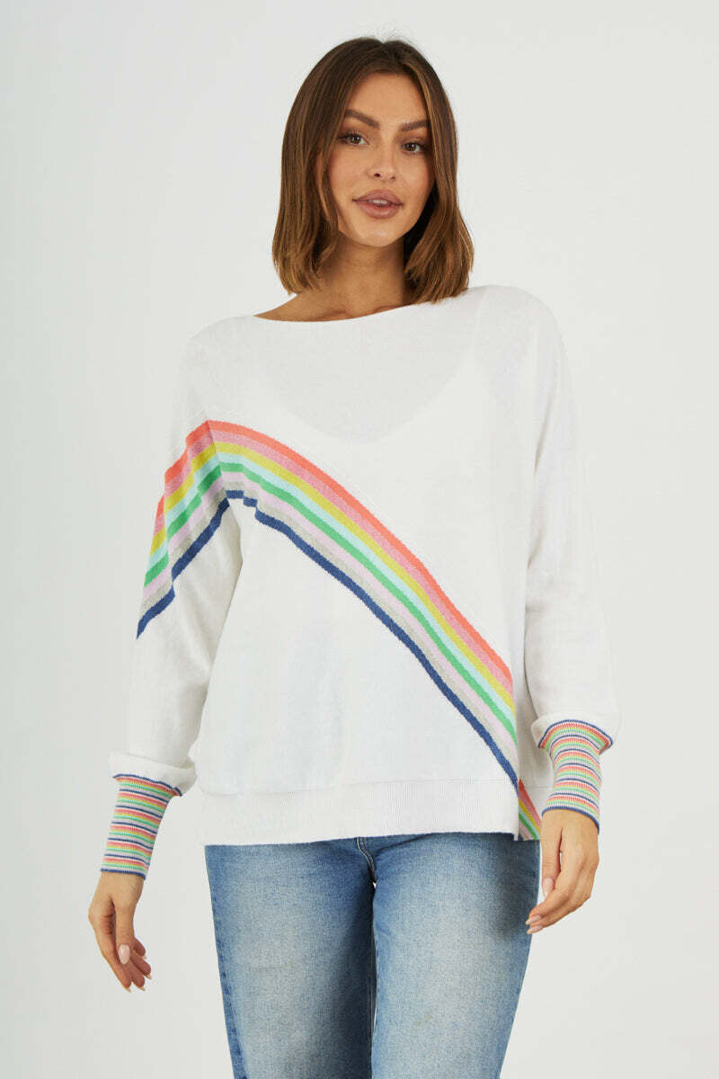 ZAKET AND PLOVER RAINBOW KNIT CASHMERE COTTON SWEATER SIZE SMALL