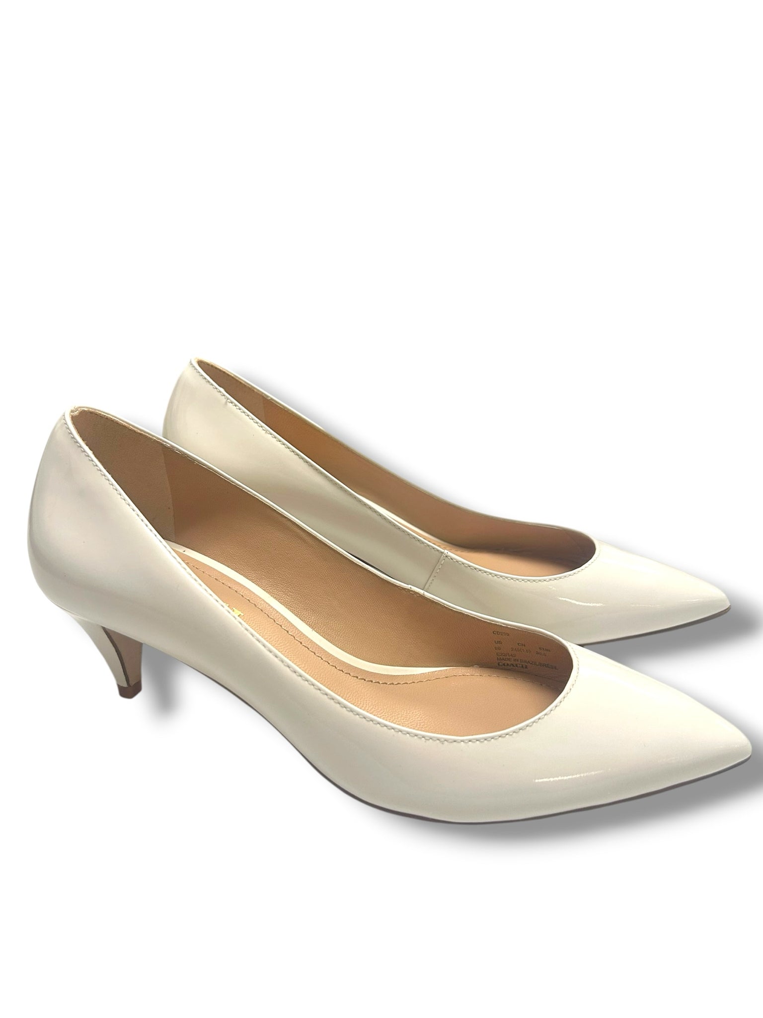 NIB COACH SLOANE PATENT LEATHER KITTEN HEEL CHALK WHITE SIZE 8