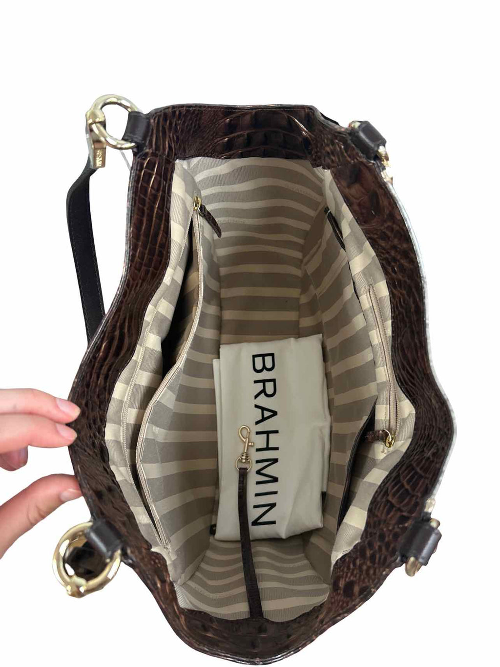 BRAHMIN MARIANNA CROC LEATHER TOTE