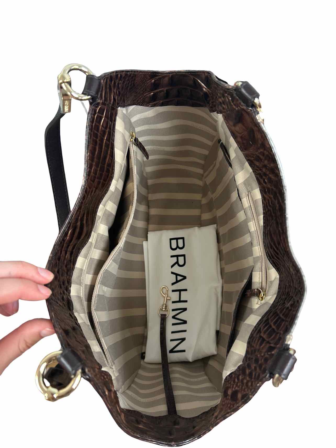 BRAHMIN MARIANNA CROC LEATHER TOTE