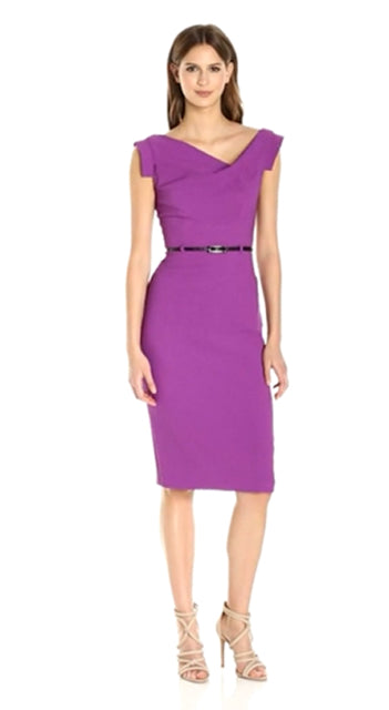 BLACK HALO WOMEN'S JACKIE O BELTED SHEATH DRESS SIZE 12