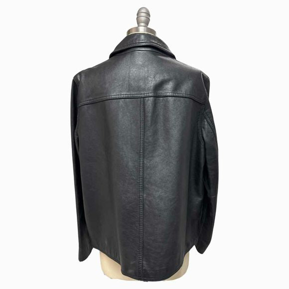 JCREW 100% LAMBSKIN LEATHER BUTTON BLACK JACKET SIZE XL