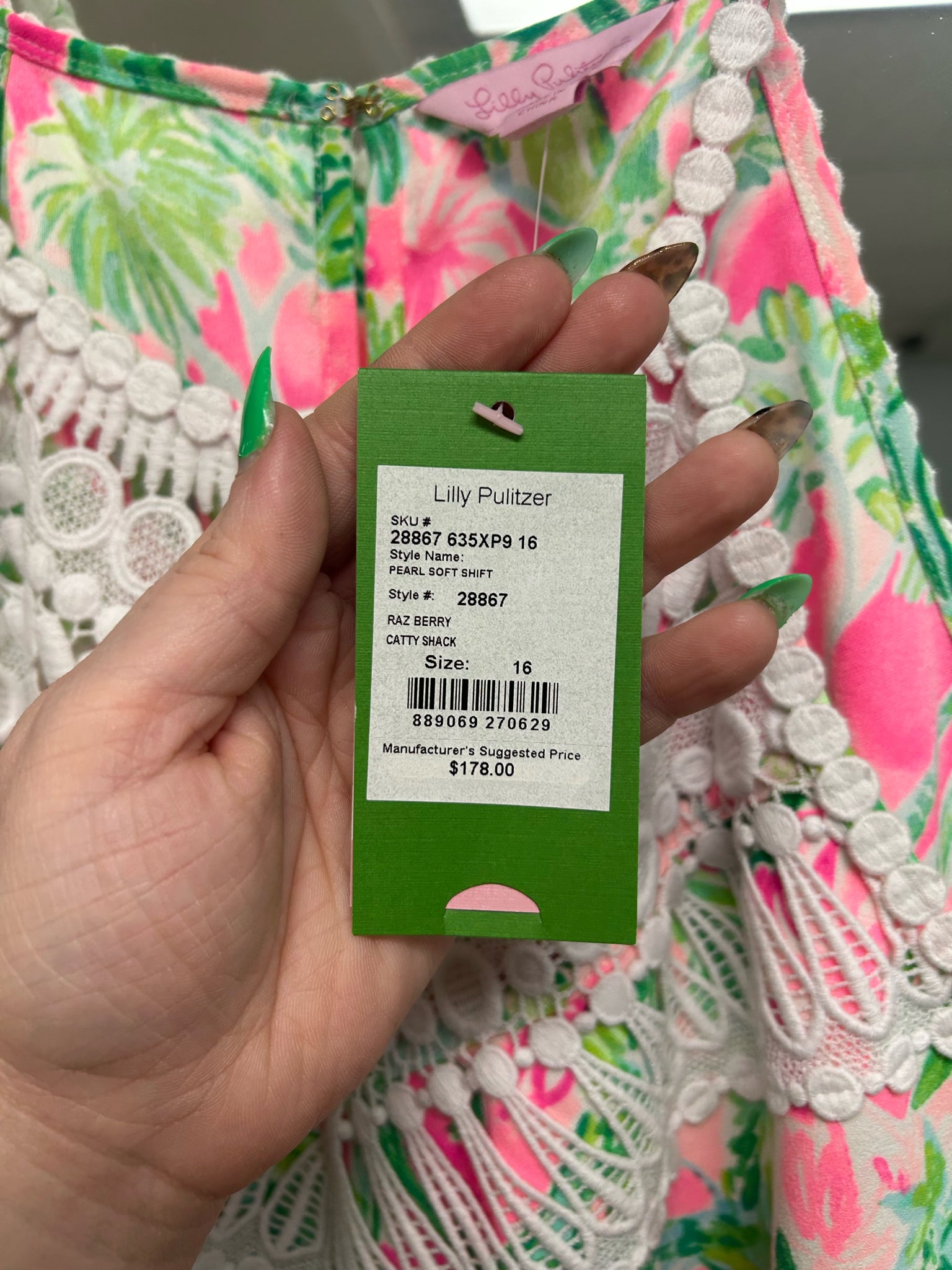 NWT LILLY PULITZER PEARL SOFT SHIFT RAX BERRY CATTY SHACK PRINT DRESS SIZE 16