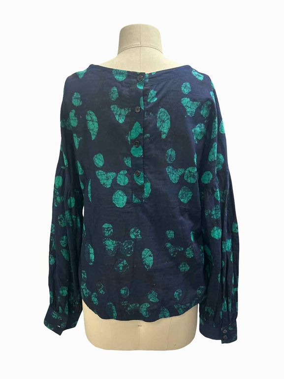 RACHEL COMEY COTTON BATIK DOT BLOUSE SIZE: 8