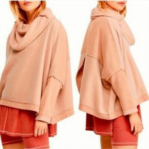 FREE PEOPLE HUNTINGTON OVERSIZED COWL NECK PULLOVER SIZE: XS