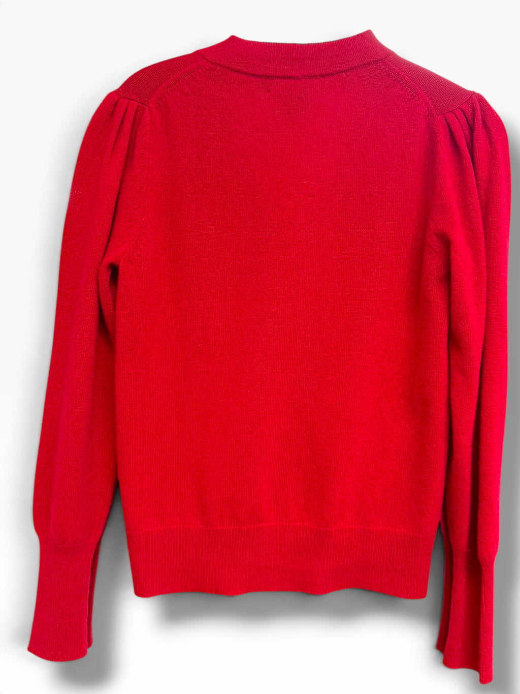 FORTE CHERRY RED CASHMERE SHORT V NECK CARDIGAN SIZE XS