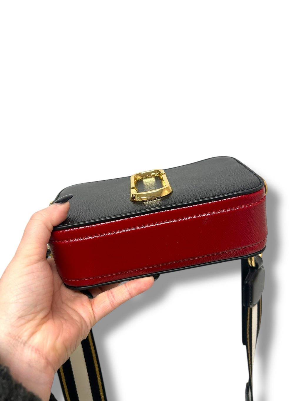 MARC JACOBS SNAPSHOT CAMERA BAG BLACK RED SMALL