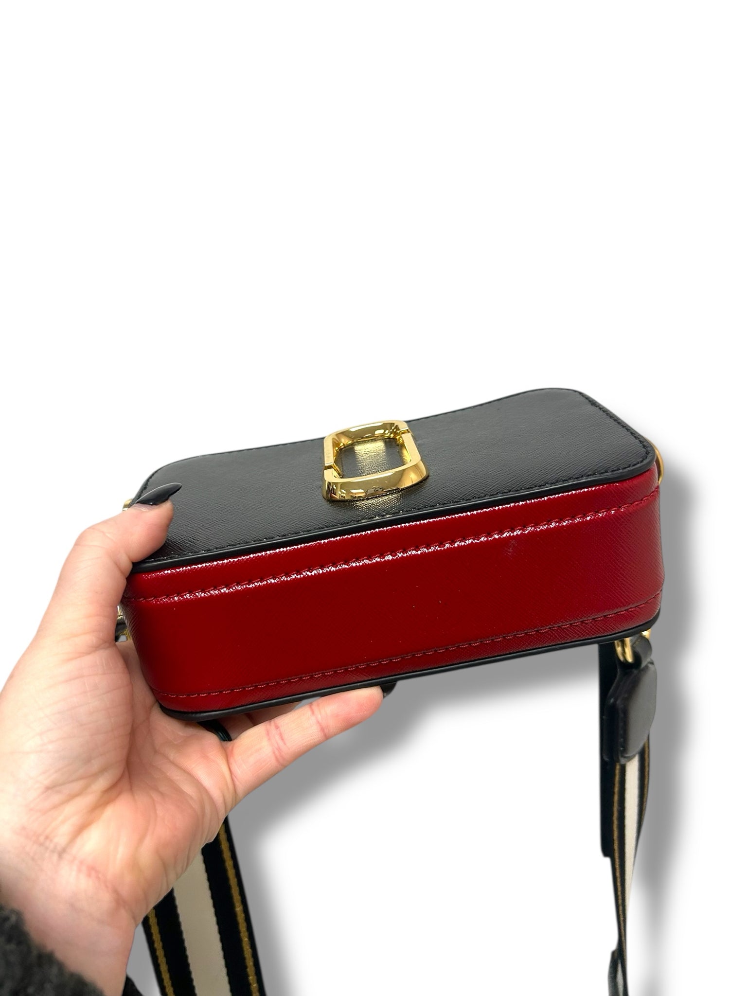 MARC JACOBS SNAPSHOT CAMERA BAG BLACK RED SMALL